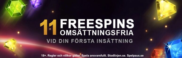 11 free spins utan omsättning hos Videoslots världens största online casino!