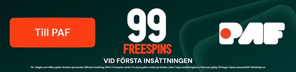 Paf Casino 99 free spins utan omsättningskrav Paf Casino 99 free spins utan omsättningskrav